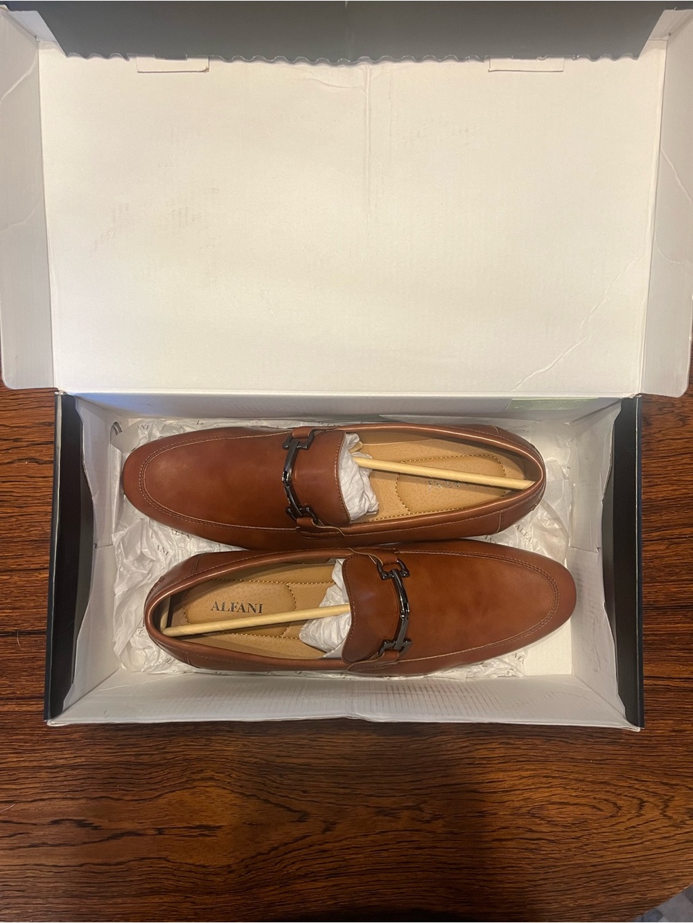 Alfani Men’s Cognac Brown Leather Bit Loafers
